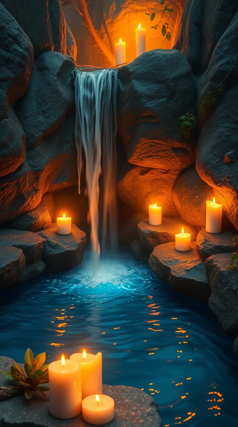 Candlelit Water Falls Serenity
