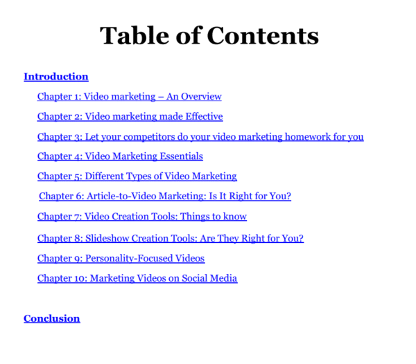 Video Marketing Mastery Contents